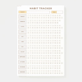 Minimal Habit Tracker Beige Grid Design Post-it® Notes