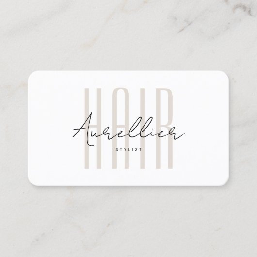 Minimal Hair Stylist Beauty Salon Spa White Sand Visitekaartje (Voorkant)