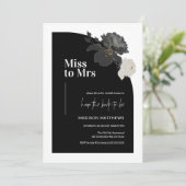 Minimal Half Arch Miss voor Mrs Black Floral Brida Kaart (Staand voorkant)