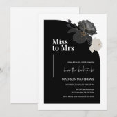 Minimal Half Arch Miss voor Mrs Black Floral Brida Kaart (Voorkant / Achterkant)