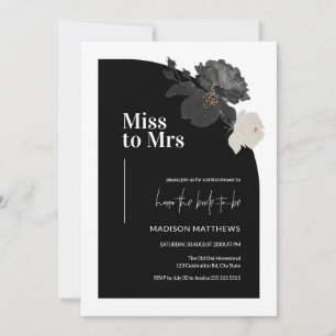 Minimal Half Arch Miss voor Mrs Black Floral Brida Kaart