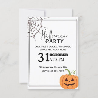 Minimal Halloween Party Invitation – Bewerkbaar Kaart