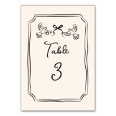 Minimal Hand-Drawn Doves Wedding Table Number Card Kaart (Voorkant)