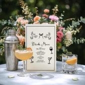 Minimal Hand Drawn “Drinks Menu” Wedding Bar Perfect Poster