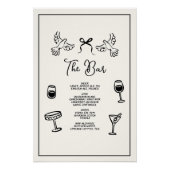 Minimal Hand Drawn “Drinks Menu” Wedding Bar  Perfect Poster (Voorkant)