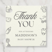 Minimal Hand Drawn Gender Neutral Baby Shower Bedankjes Labels (Voorkant)
