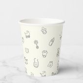 Minimal Hand Drawn Gender Neutral Baby Shower Papieren Bekers (Achterkant)