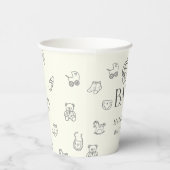 Minimal Hand Drawn Gender Neutral Baby Shower Papieren Bekers (Rechts)