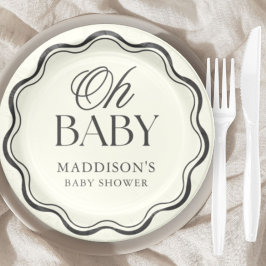 Minimal Hand Drawn Gender Neutral Baby Shower Papieren Bordje