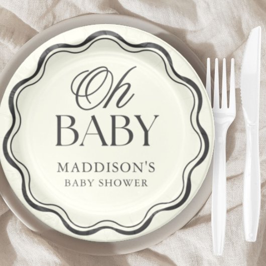 Minimal Hand Drawn Gender Neutral Baby Shower Papieren Bordje