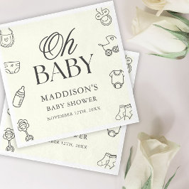 Minimal Hand Drawn Gender Neutral Baby Shower Servet