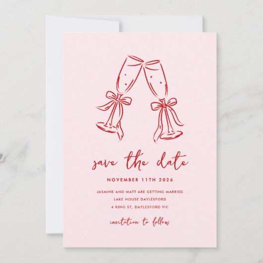 Minimal Hand Drawn Whimsical Doodle Save The Date (Voorkant)