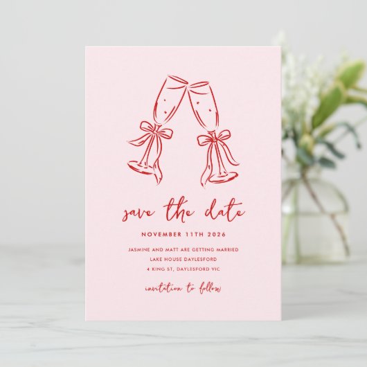 Minimal Hand Drawn Whimsical Doodle Save The Date (Staand voorkant)