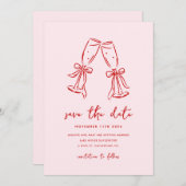 Minimal Hand Drawn Whimsical Doodle Save The Date (Voorkant / Achterkant)
