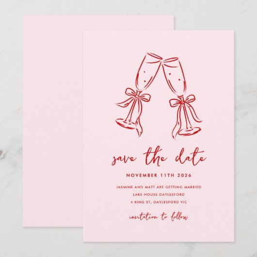 Minimal Hand Drawn Whimsical Doodle Save The Date (Voorkant / Achterkant)