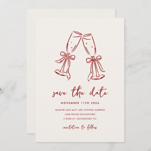Minimal Hand Drawn Whimsical Doodle Save The Date (Voorkant / Achterkant)