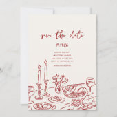 Minimal Hand Drawn Whimsical Doodle Save The Date (Voorkant)