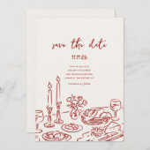 Minimal Hand Drawn Whimsical Doodle Save The Date (Voorkant / Achterkant)