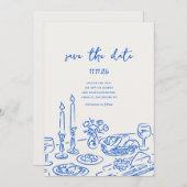 Minimal Hand Drawn Whimsical Doodle Save The Date (Voorkant / Achterkant)