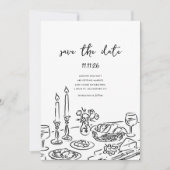 Minimal Hand Drawn Whimsical Doodle Save The Date (Voorkant)