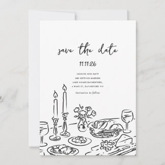Minimal Hand Drawn Whimsical Doodle Save The Date