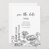 Minimal Hand Drawn Whimsical Doodle Save The Date (Voorkant / Achterkant)