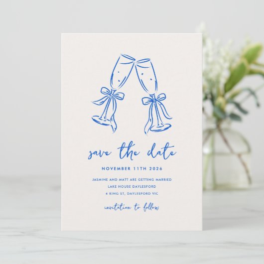 Minimal Hand Drawn Whimsical Doodle Save The Date (Staand voorkant)