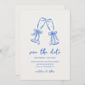 Minimal Hand Drawn Whimsical Doodle Save The Date (Voorkant / Achterkant)