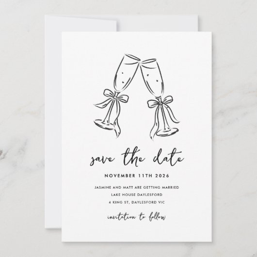 Minimal Hand Drawn Whimsical Doodle Save The Date (Voorkant)