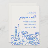 Minimal Hand Drawn Whimsical Doodle Wedding Invite Save The Date (Voorkant / Achterkant)