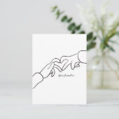 Minimal Hand Holding Line Love Found us modern Feestdagenkaart (Staand voorkant)