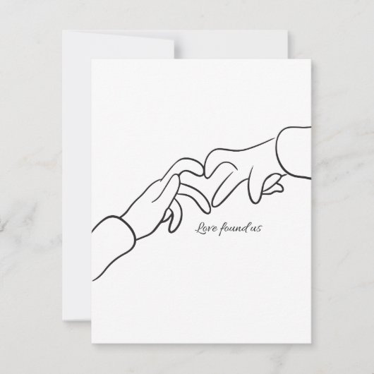 Minimal Hand Holding Line Love Found us modern Feestdagenkaart (Voorkant)