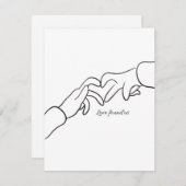 Minimal Hand Holding Line Love Found us modern Feestdagenkaart (Voorkant / Achterkant)