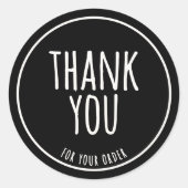 Minimal Handmade Feel Sage Green Thank You Black Ronde Sticker (Voorkant)