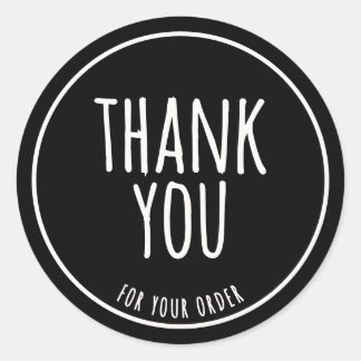 Minimal Handmade Feel Sage Green Thank You Black Ronde Sticker