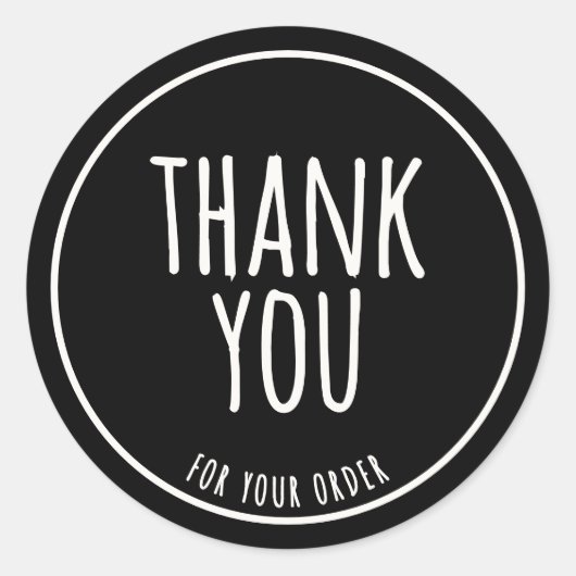 Minimal Handmade Feel Sage Green Thank You Black Ronde Sticker (Voorkant)