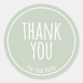 Minimal Handmade Feel Sage Green Thank You Ronde Sticker (Voorkant)