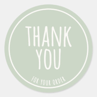 Minimal Handmade Feel Sage Green Thank You Ronde Sticker