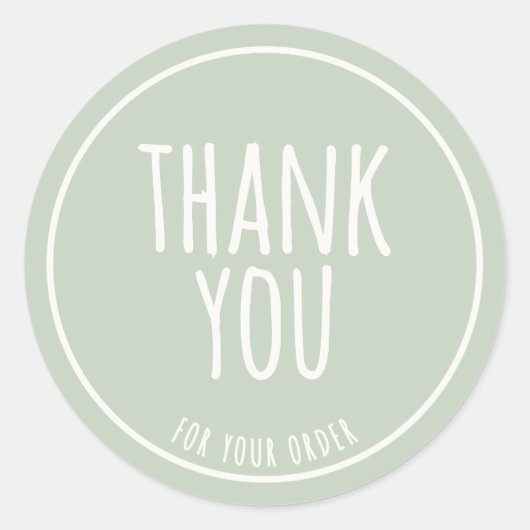 Minimal Handmade Feel Sage Green Thank You Ronde Sticker (Voorkant)