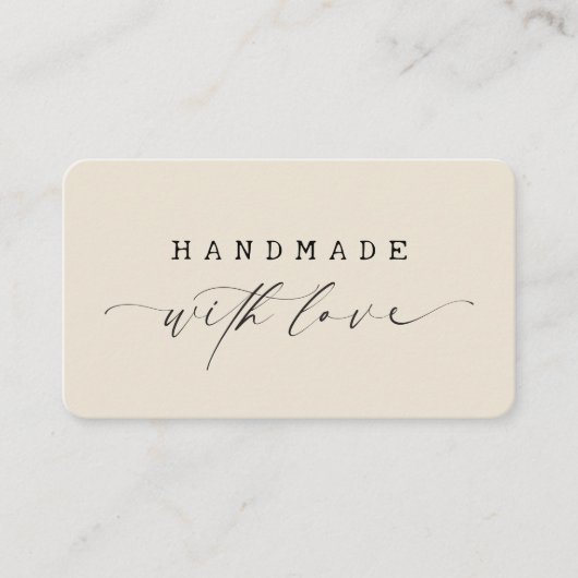 Minimal Handmade with Love Script Custom Logo  Visitekaartje (Voorkant)