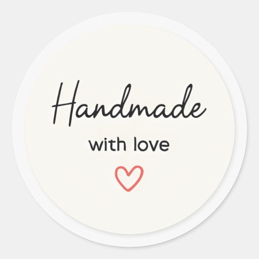 Minimal handmade with love sticker (Voorkant)