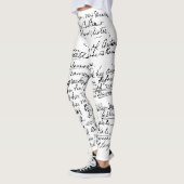 Minimal Handwriting Pattern – чорний рукописний пр Leggings (Links)