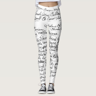 Minimal Handwriting Pattern – чорний рукописний пр Leggings