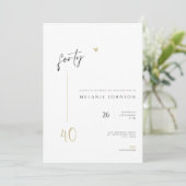 Minimal Handwritten 40th Birthday Party Invitation Kaart (Staand voorkant)