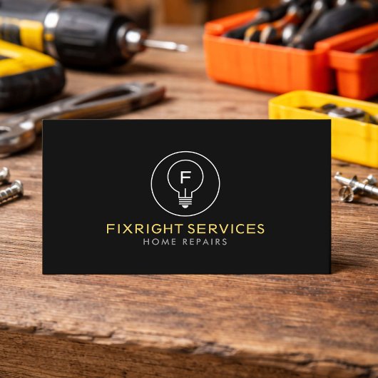 Minimal Handyman Services Logo Black Visitekaartje