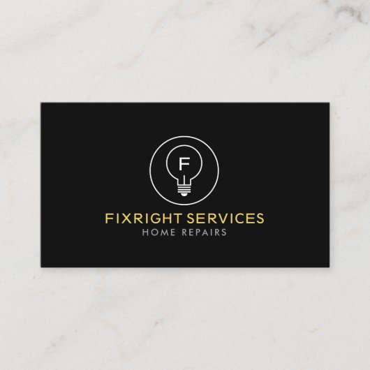 Minimal Handyman Services Logo Zwart Visitekaartje (Voorkant)