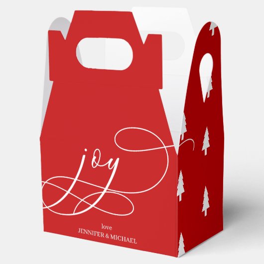 Minimal Happy Holidays Red White Joy Christmas Bedankdoosjes (Geopend)