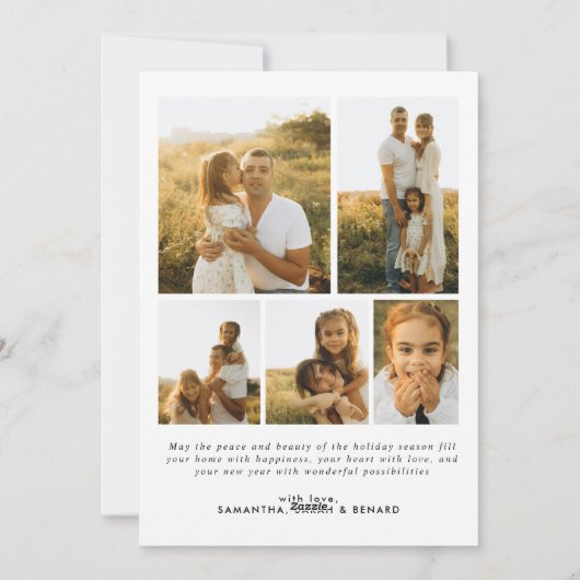 Minimal Happy Holidays Script Family 10 Photos Feestdagenkaart (Achterkant)