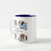 Minimal Happy Moederdag Photo Collage Keepsake Tweekleurige Koffiemok (Voorkant links)