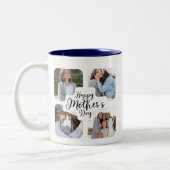 Minimal Happy Moederdag Photo Collage Keepsake Tweekleurige Koffiemok (Links)